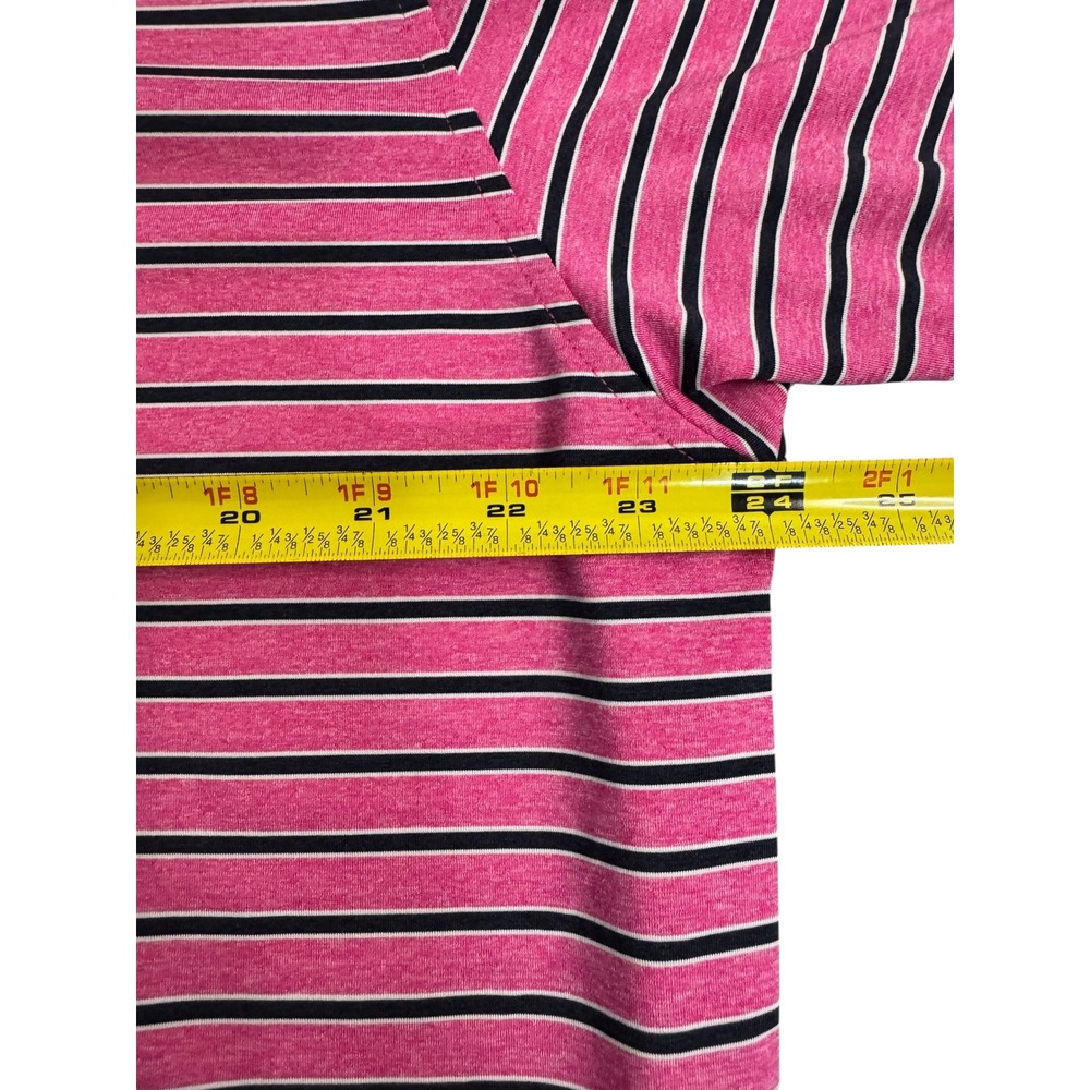 Footjoy FJ Performance Golf Polo Shirt Pink Black Stripe Mens L Sharkstooth‎ - Picture 6 of 7